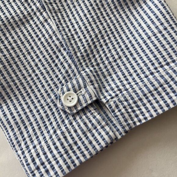 NWT Talbots Pants Womens 14 Blue White Seersucker Perfect Crop Striped Ankle - Picture 8 of 15